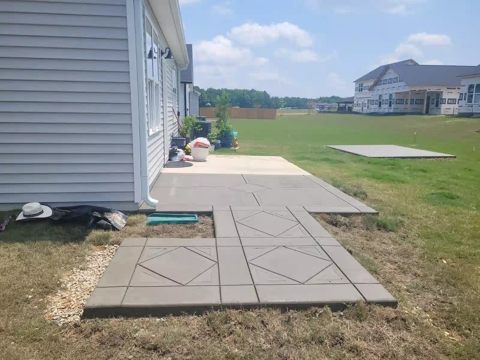 Concrete sidewalk and walkway